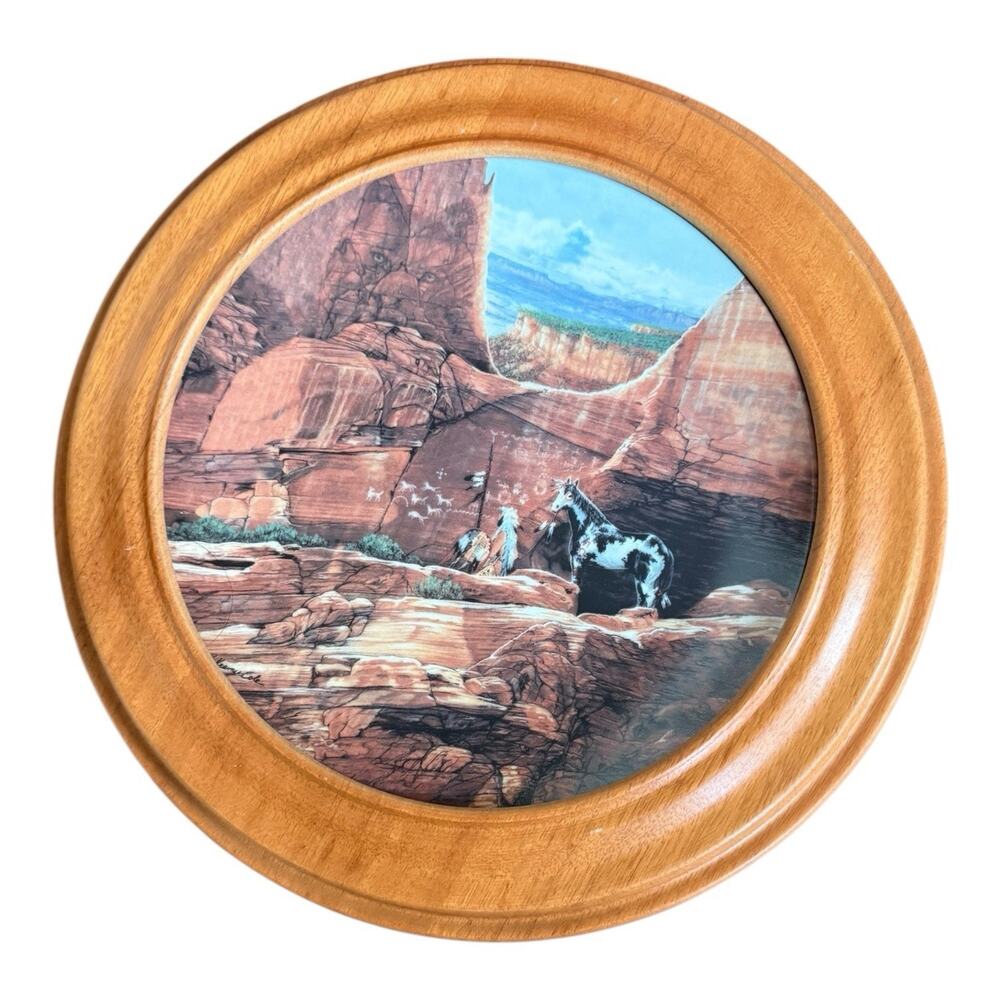 Julie Kramer Cole Faces of Nature Wolfpack Ancients 1992 Collector Plate & Frame